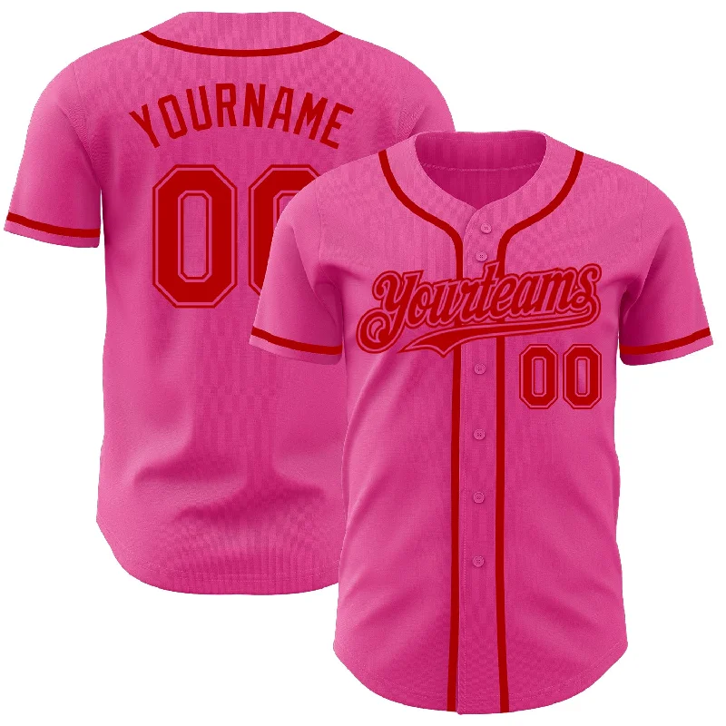 Baseball Jersey For Fundraisers-Custom Pink Red Authentic Baseball Jersey