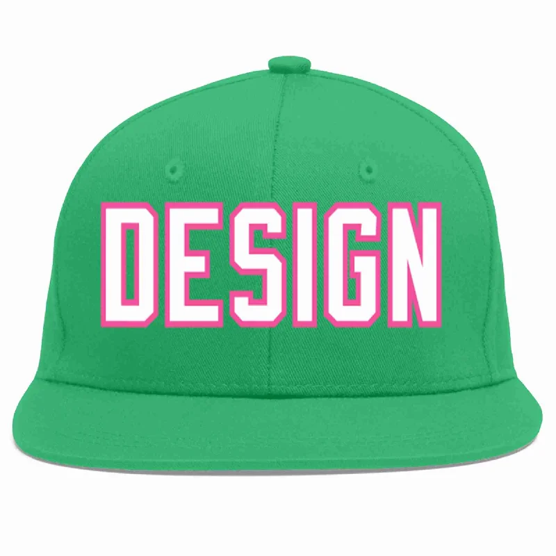 Baseball Cap With Adjustable Strap-Custom Teal White-Pink Flat Eaves Sport Baseball Cap