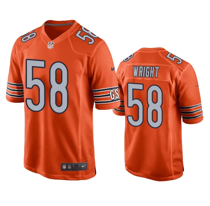 Football Jersey For Game Day Orders-Men's Chicago Bears #58 Darnell Wright Orange Stitched Football Game Jersey