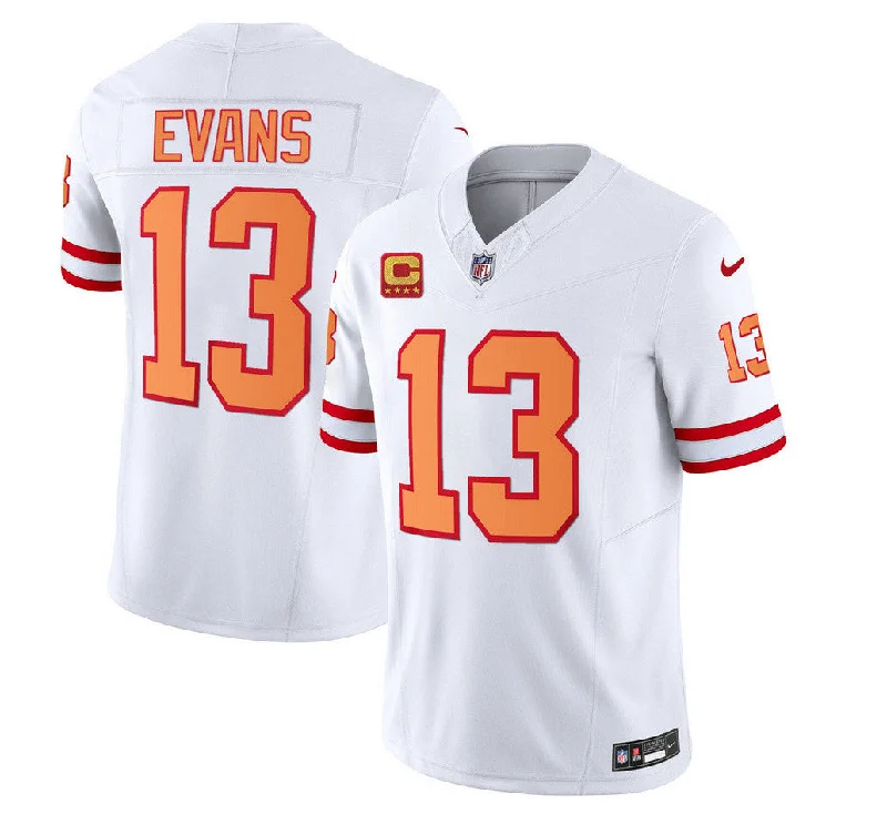 Football Jersey For Exclusive Fan Apparel-Men's Tampa Bay Buccaneers #13 Mike Evans 2023 F.U.S.E. White With 4-Star C Patch Throwback Limited Football Stitched Jersey