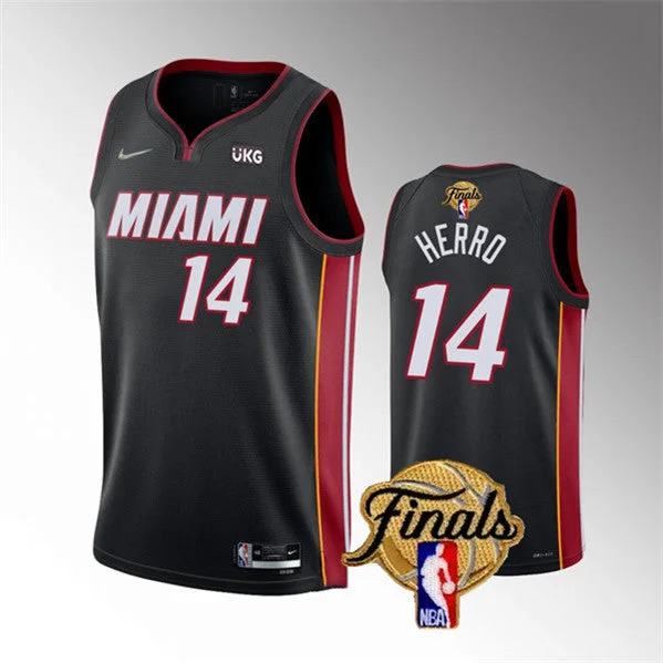 Basketball Jersey For Custom Fan Gear-Heat 14 Tyler Herro Black 2023 Finals Patch Swingman Basketball Jersey