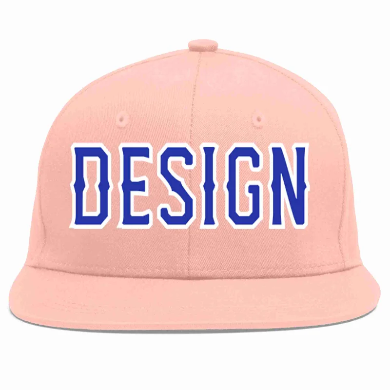 Baseball Cap For Softball Fan Customization-Custom Pink Royal-White Flat Eaves Sport Baseball Cap Design for Men/Women/Youth