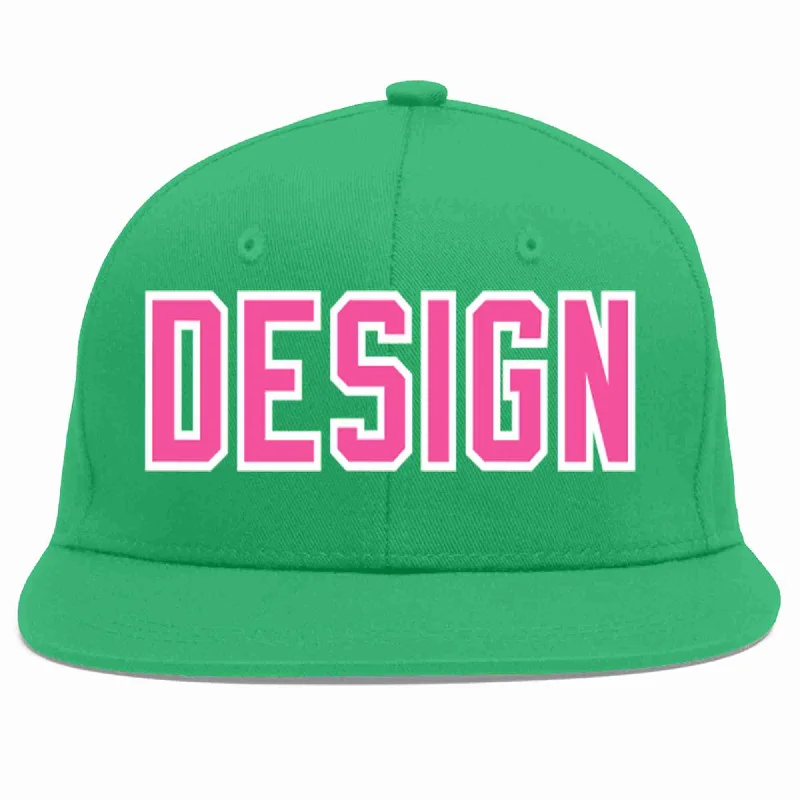 Baseball Cap For Youth Teams-Custom Teal Pink-White Flat Eaves Sport Baseball Cap