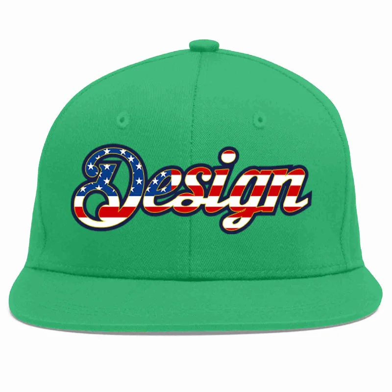 Baseball Cap With Player Name And Number-Custom Teal Vintage USA Flag-Gold Flat Eaves Sport Baseball Cap