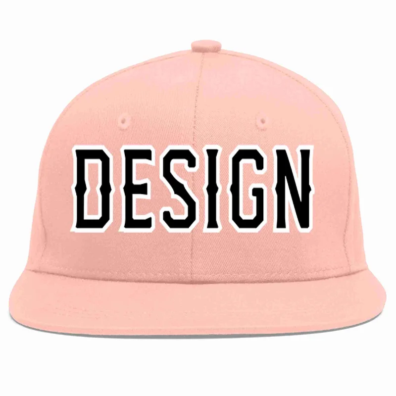 Baseball Cap For Baseball And Softball Seasons-Custom Pink Black-White Flat Eaves Sport Baseball Cap Design for Men/Women/Youth