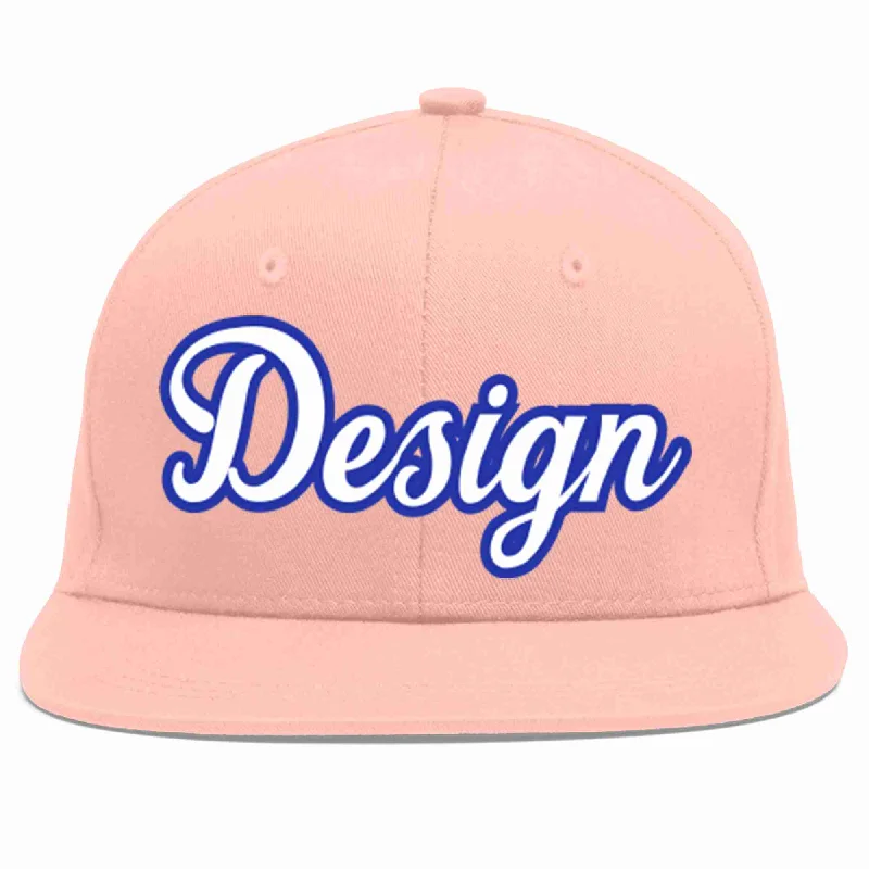 Baseball Cap With Unique Designs-Custom Pink White-Royal Flat Eaves Sport Baseball Cap Design for Men/Women/Youth