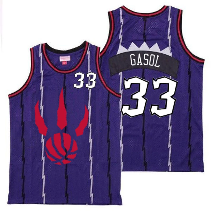 Basketball Jersey For Family Orders-Raptors 33 Marc Gasol Purple Throwback Basketball Jerseys