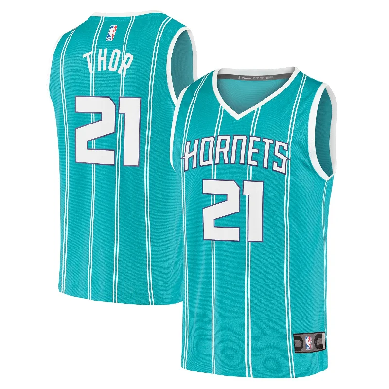 Basketball Jersey For College Event Customization-Jt Thor Charlotte Hornets Branded Fast Break Basketball Jersey - Icon Edition - Teal