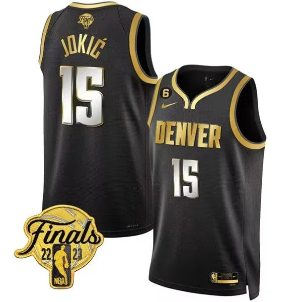 Basketball Jersey For Alumni Gear-Nuggets 15 Nikola Jokic Black 2023 Finals NO.6 Patch Collection Edition Swingman Basketball Jersey