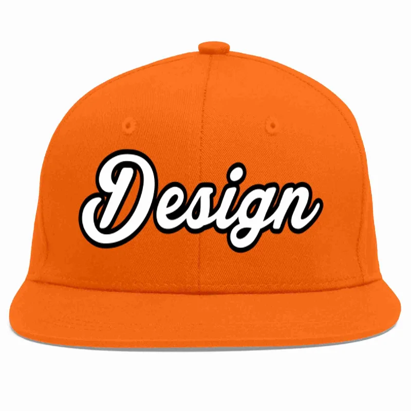 Baseball Cap With Special Edition Features-Custom Orange White-Black Flat Eaves Sport Baseball Cap Design for Men/Women/Youth