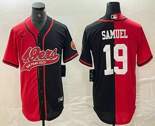 Baseball Jersey With Custom Team Names-Men's San Francisco 49ers #19 Deebo Samuel Red Black Two Tone Cool Base Stitched Baseball Jersey