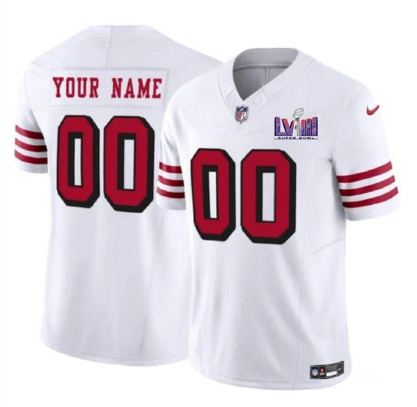 Football Jersey With Team Logo-Men's San Francisco 49ers Active Player Custom New White 2024 F.U.S.E. Super Bowl LVIII Patch Vapor Untouchable Limited Football Stitched Jersey