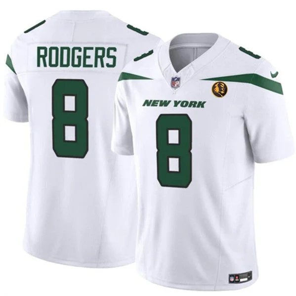 Football Jersey For Official League Merchandise-Men's New York Jets #8 Aaron Rodgers White 2023 F.U.S.E. With John Madden Patch Vapor Limited Football Stitched Jersey