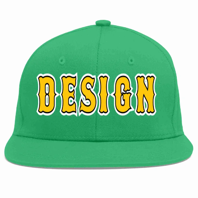 Baseball Cap For Personalized Family Gifts-Custom Teal Gold-Black Flat Eaves Sport Baseball Cap