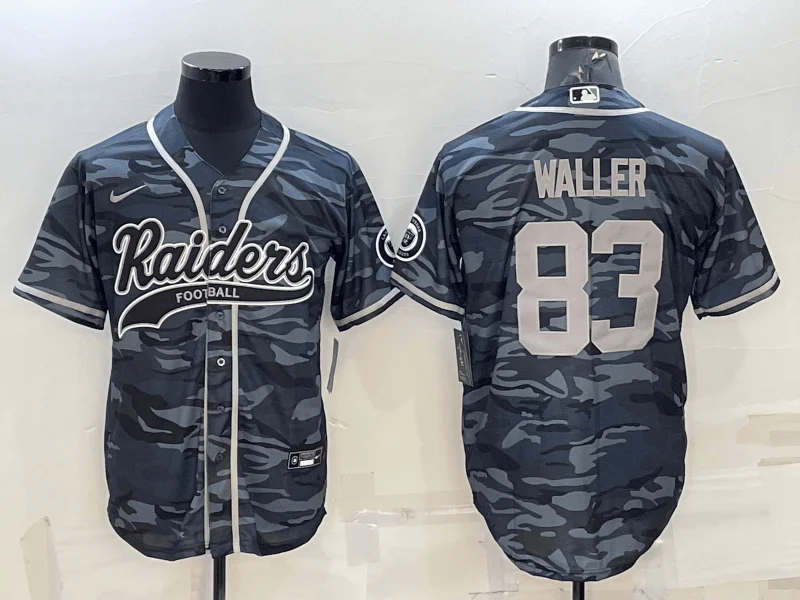 Baseball Jersey For Softball And Baseball Teams-Men's Las Vegas Raiders #83 Darren Waller Grey Camo With Patch Cool Base Stitched Baseball Jersey