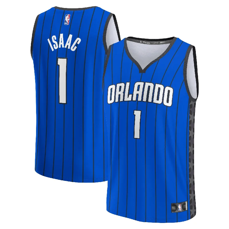 Basketball Jersey For Personalized Gifts-Jonathan Isaac Orlando Magic Branded Fast Break Player Basketball Jersey - Statement Edition - Blue