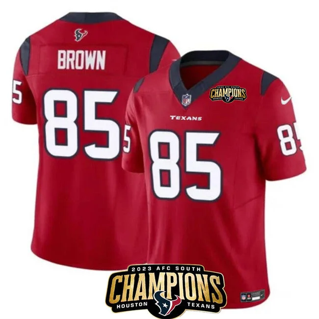 Football Jersey For Professional Fan Gear-Men's Houston Texans #85 Noah Brown Red 2023 F.U.S.E. AFC South Champions Patch Vapor Untouchable Limited Football Stitched Jersey