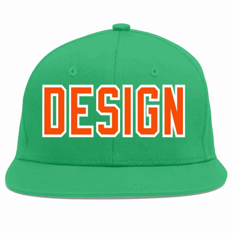 Baseball Cap For College Fans-Custom Teal Orange-White Flat Eaves Sport Baseball Cap