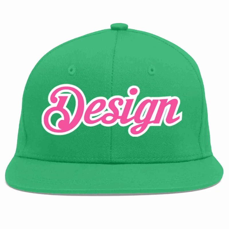 Baseball Cap For Major League Fan Gear-Custom Teal Pink-White Flat Eaves Sport Baseball Cap