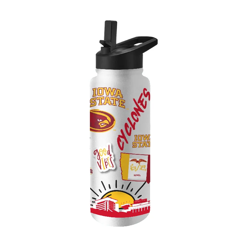 Team Mug With Custom Logo Embroidery-Iowa State 34oz Native Quencher Bottle