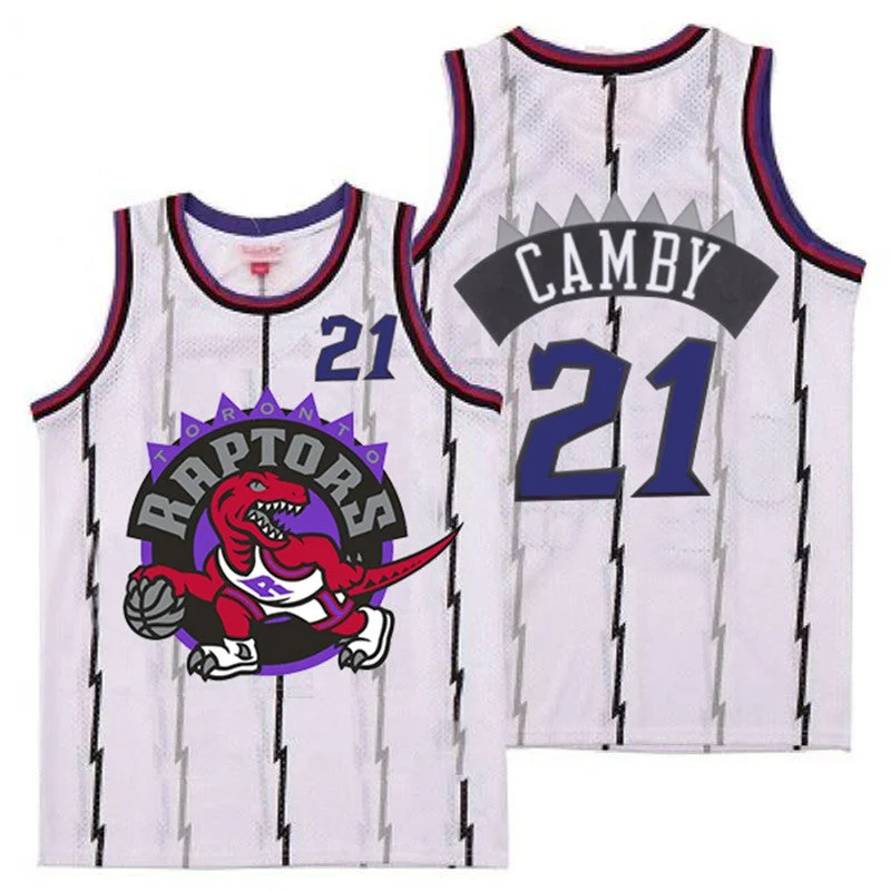 Basketball Jersey For Tournament Team Apparel-Raptors 21 Marcus Camby White Big Logo Retro Basketball Jersey