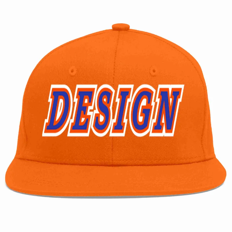 Baseball Cap For Softball Players And Fans-Custom Orange Royal-Orange Flat Eaves Sport Baseball Cap Design for Men/Women/Youth