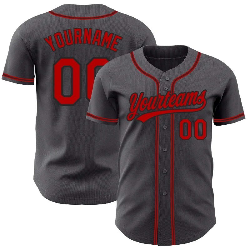 Baseball Jersey For Personalized School Event Gear-Custom Steel Gray Red-Black Authentic Baseball Jersey