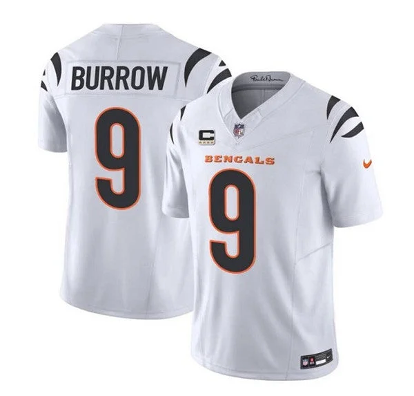 Football Jersey For Youth Team Fan Gear-Men's Cincinnati Bengals #9 Joe Burrow White 2023 F.U.S.E. With 4-Star C Patch Vapor Untouchable Limited Football Stitched Jersey