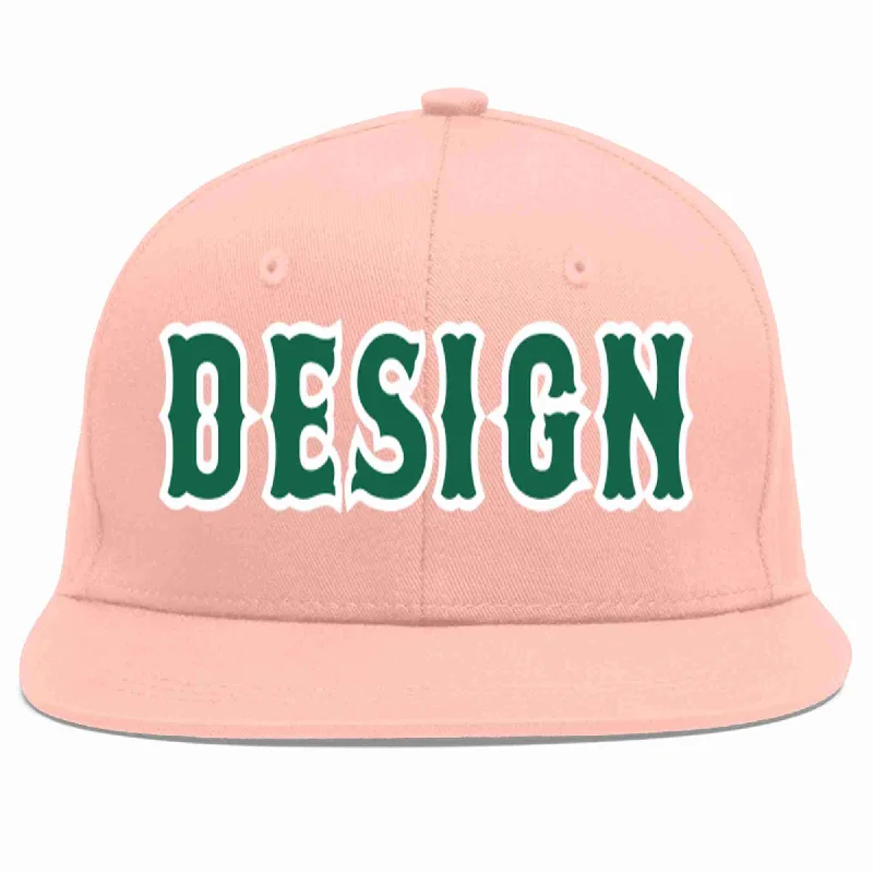 Baseball Cap For Custom Fan Merchandise-Custom Pink Kelly Green-White Flat Eaves Sport Baseball Cap Design for Men/Women/Youth