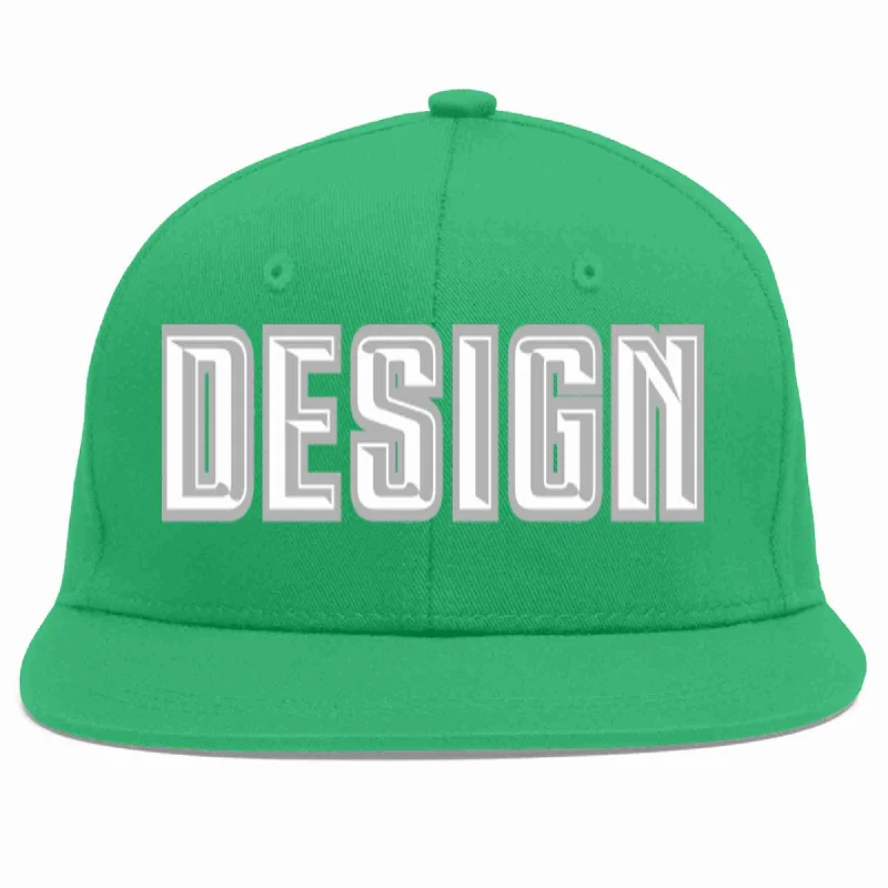 Baseball Cap For Custom Fan Gear-Custom Teal White-Gray Flat Eaves Sport Baseball Cap