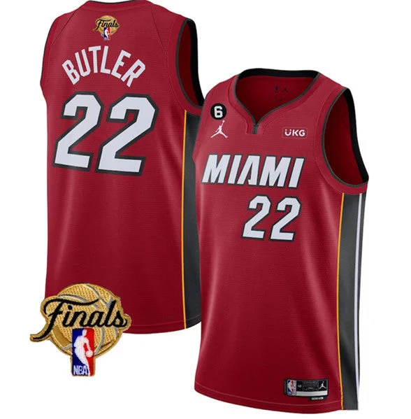 Basketball Jersey For Sale-Heat 22 Jimmy Butler Red 2023 Finals NO.6 Patch Swingman Basketball Jersey