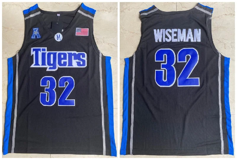 Basketball Jersey For Personalized Tournament Gear-Memphis Tigers 32 James Wiseman Black College Basketball Basketball Jersey