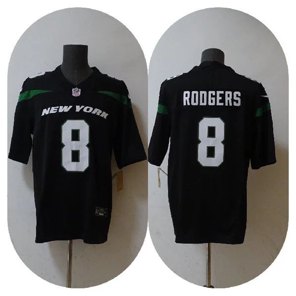 Football Jersey With Custom Player Numbers-Men's New York Jets #8 Aaron Rodgers 2023 F.U.S.E. Black Vapor Untouchable Limited Football Stitched Jersey