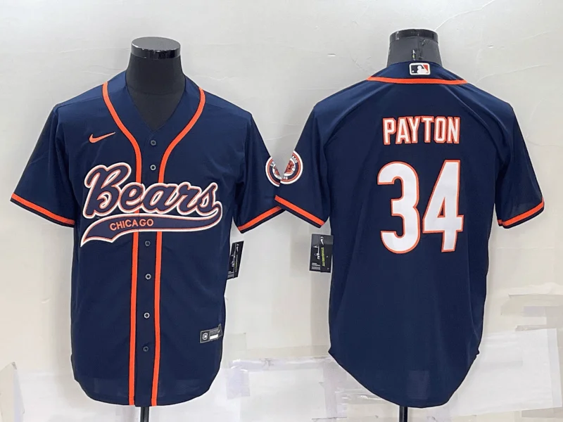 Baseball Jersey For Player Custom Orders-Men's Chicago Bears #34 Walter Payton Navy Blue Stitched Cool Base Baseball Jersey