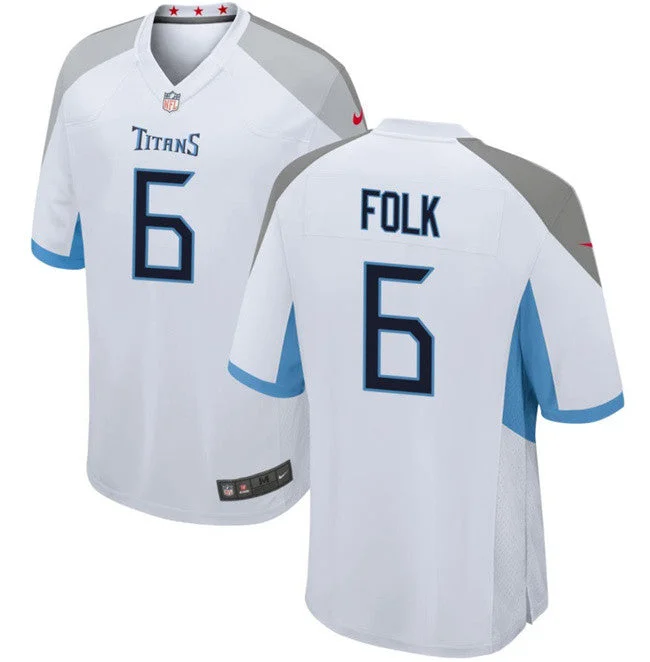 Football Jersey For Fundraisers-Men's Tennessee Titans #6 Nick Folk White Football Stitched Game Jersey