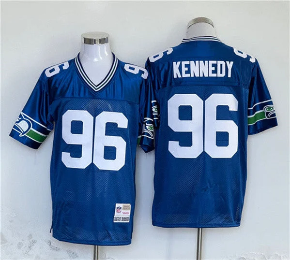 Football Jersey For Group Custom Fan Orders-Men's Seattle Seahawks #96 Cortez Kennedy Blue Throwback Football Stitched Jersey