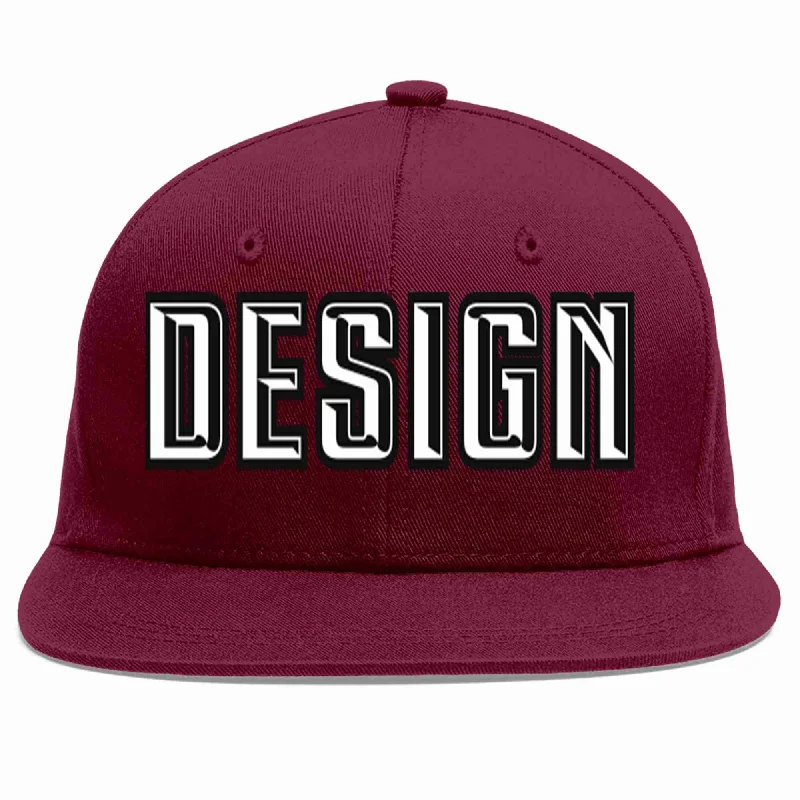 Baseball Cap For Custom Event Merchandise-Custom Crimson White-Black Flat Eaves Sport Baseball Cap Design for Men/Women/Youth