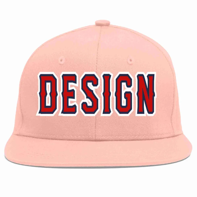 Baseball Cap With Custom Patch And Design-Custom Pink Red-Navy Flat Eaves Sport Baseball Cap Design for Men/Women/Youth