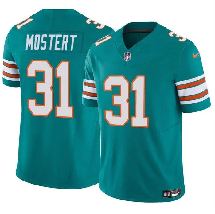 Football Jersey With Custom Player Design-Men's Miami Dolphins #31 Raheem Mostert Aqua 2023 F.U.S.E Alternate Vapor Limited Football Stitched Jersey