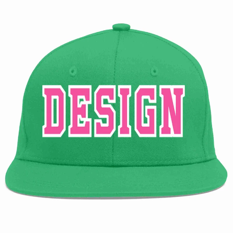 Baseball Cap For Outdoor Activities And Sports-Custom Teal Pink-White Flat Eaves Sport Baseball Cap