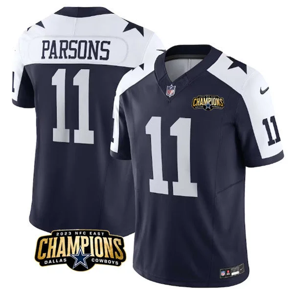 Football Jersey For Special Edition Fan Gear-Men's Dallas Cowboys #11 Micah Parsons Navy/White 2023 F.U.S.E. NFC East Champions Patch Football Stitched Jersey