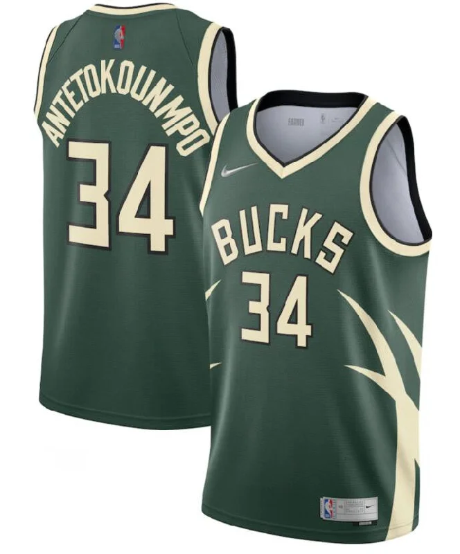 Basketball Jersey For Custom Team Player Recognition-Bucks 34 Giannis Antetokounmpo Green Earned Edition Swingman Basketball Jersey