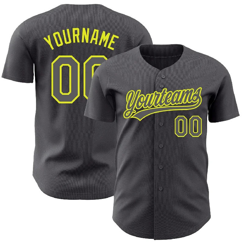 Baseball Jersey For Official Merchandise Customization-Custom Steel Gray Neon Yellow Authentic Baseball Jersey