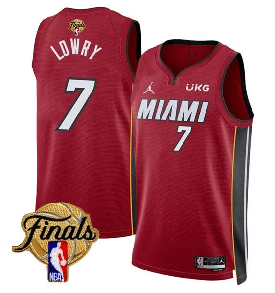 Basketball Jersey For Event Apparel Customization-Heat 7 Kyle Lowry Red 2023 Finals Patch Swingman Basketball Jersey