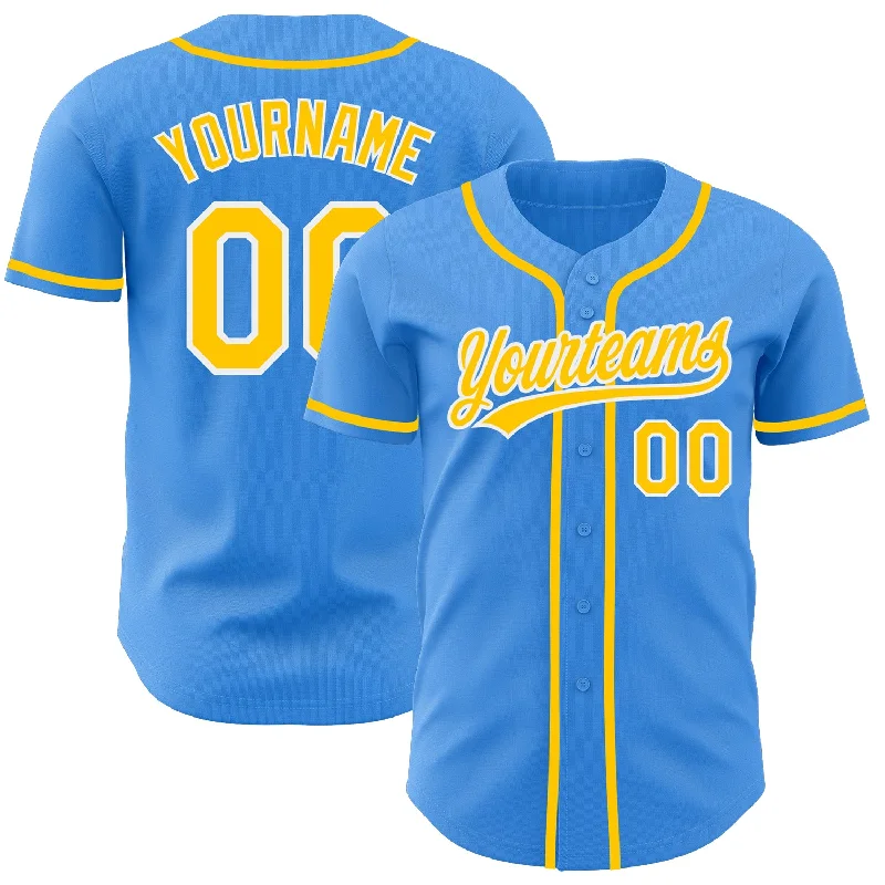 Baseball Jersey For Tournament Custom Orders-Custom Electric Blue Yellow-White Authentic Baseball Jersey