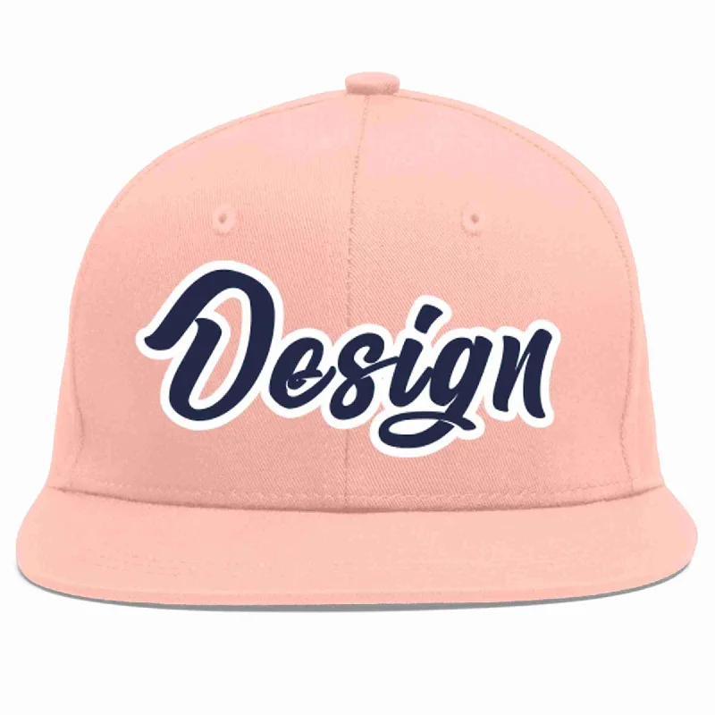 Baseball Cap With Adjustable Fit-Custom Pink Navy-White Flat Eaves Sport Baseball Cap Design for Men/Women/Youth