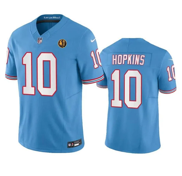 Custom Football Jersey-Men's Tennessee Titans #10 DeAndre Hopkins Blue 2023 F.U.S.E. Throwback With John Madden Patch Vapor Limited Football Stitched Jersey