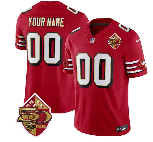 Football Jersey For Personalized Fan Gear-Men's San Francisco 49ers Active Player Custom Red 2023 F.U.S.E. 50th Patch Vapor Limited Football Stitched Jersey