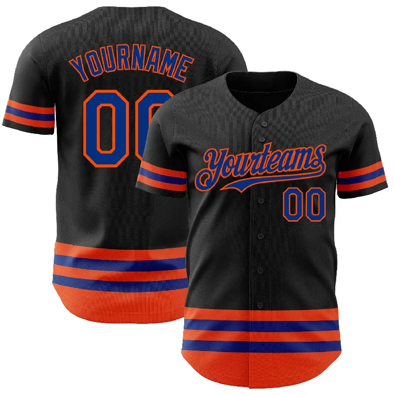 Baseball Jersey For Personalized School Event Gear-Custom Black Royal-Orange Line Authentic Baseball Jersey