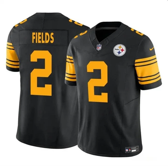 Football Jersey For Team Event Custom Orders-Men's Pittsburgh Steelers #2 Justin Fields Black 2024 F.U.S.E. Color Rush Limited Football Stitched Jersey